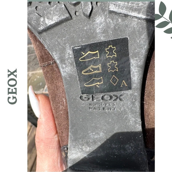 Geox Respira  Amphibiox Brown Leather/Suede Block Heel Mule Shoes Size 38 - Picture 9 of 12